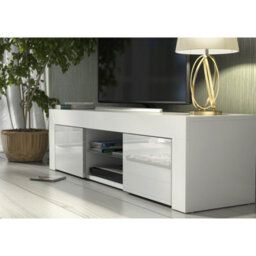 Tv Unit Loom 130Cm - White With Gloss Doors - thumbnail 4