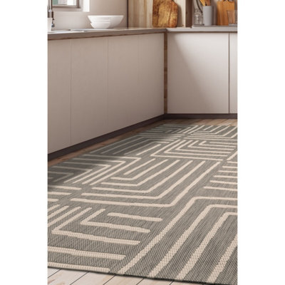 Melrose Eden Patches Grey Stripes Large Indoor Outdoor Area Rug 3mm Pile Height - 160/230Cm - image 1
