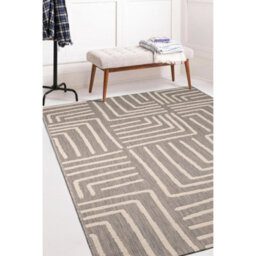 Melrose Eden Patches Grey Stripes Large Indoor Outdoor Area Rug 3mm Pile Height - 160/230Cm - thumbnail 5