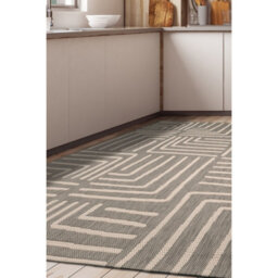 Melrose Eden Patches Grey Stripes Large Indoor Outdoor Area Rug 3mm Pile Height - 160/230Cm - thumbnail 1