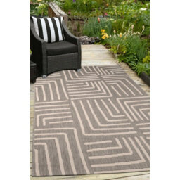 Melrose Eden Patches Grey Stripes Large Indoor Outdoor Area Rug 3mm Pile Height - 160/230Cm - thumbnail 4