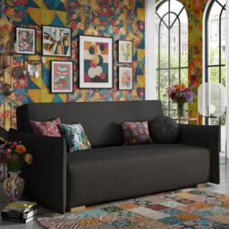 Viva Glov Iv Upholstered Sofa Bed With Storage Compartment Chipboard Wood Frame Wavy Springs 174X98X85Cm Black - thumbnail 3