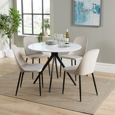 Core Products Aspen White 100Cm Round Dining Table With 4 Calico Plastic Duo Design Chairs - image 1