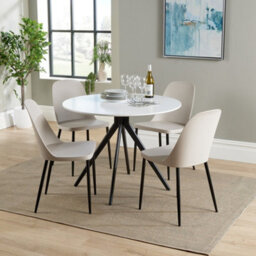 Core Products Aspen White 100Cm Round Dining Table With 4 Calico Plastic Duo Design Chairs - thumbnail 1