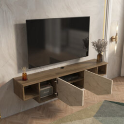 Decorotika Hera Floating Tv Unit For Tvs Up To 55 Inches Walnut Travertine - thumbnail 4