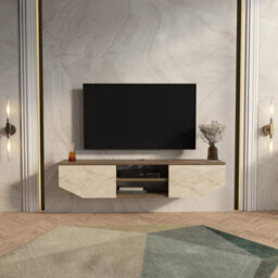 Decorotika Hera Floating Tv Unit For Tvs Up To 55 Inches Walnut Travertine - thumbnail 2