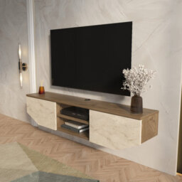 Decorotika Hera Floating Tv Unit For Tvs Up To 55 Inches Walnut Travertine - thumbnail 3