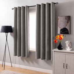 Aspire Homeware Beige Linen 100% Blackout Curtain Thermal Insulated Eyelet Curtain Pair (W)168Cm X (D)137Cm With Tie Back - thumbnail 9