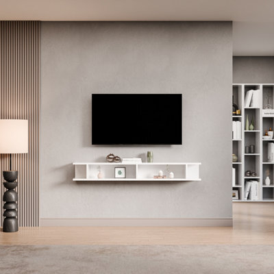 Decorotika Brugge Moduler Modern Tv Unit Wall Mount Customizable Layout High Gloss White