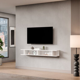 Decorotika Brugge Moduler Modern Tv Unit Wall Mount Customizable Layout High Gloss White - thumbnail 3