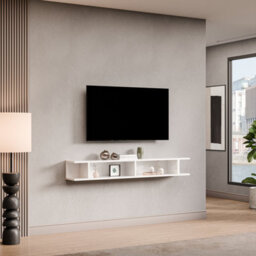 Decorotika Brugge Moduler Modern Tv Unit Wall Mount Customizable Layout High Gloss White - thumbnail 2