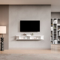 Decorotika Brugge Moduler Modern Tv Unit Wall Mount Customizable Layout High Gloss White - thumbnail 1