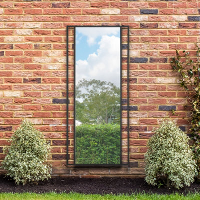 Mirroroutlet The Genestra Black Modern Wall Leaner Garden Mirror 180 X 80Cm - image 1