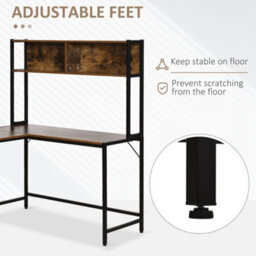 Homcom Industrial L-Shaped Work Desk & Storage Shelf Steel Frame Adjustable Feet - thumbnail 6