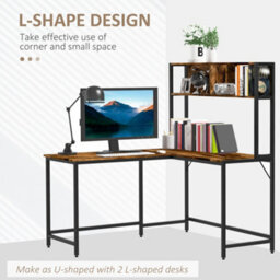 Homcom Industrial L-Shaped Work Desk & Storage Shelf Steel Frame Adjustable Feet - thumbnail 8