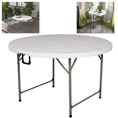 4Ft 1.2M Round Folding Heavy Duty Outdoor Trestle Party Garden Table Ukes - image 1