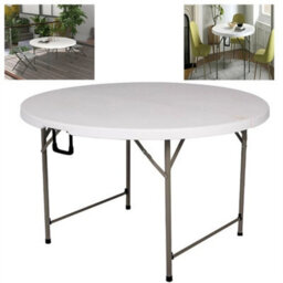 4Ft 1.2M Round Folding Heavy Duty Outdoor Trestle Party Garden Table Ukes - thumbnail 1