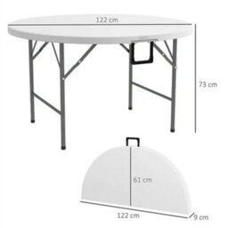4Ft 1.2M Round Folding Heavy Duty Outdoor Trestle Party Garden Table Ukes - thumbnail 2