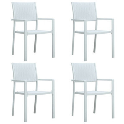 Berkfield Garden Chairs 4 Pcs White Plastic Rattan Look - image 1