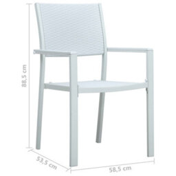 Berkfield Garden Chairs 4 Pcs White Plastic Rattan Look - thumbnail 9