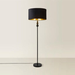 Valuelights Marissa Black Stacked Ball Floor Lamp With Black Velvet With Gold Inner Lamp Shade And Led Bulb - thumbnail 6