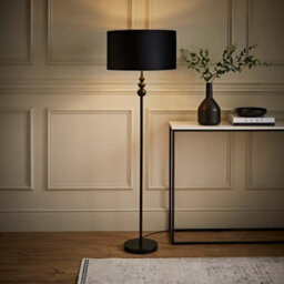 Valuelights Marissa Black Stacked Ball Floor Lamp With Black Velvet With Gold Inner Lamp Shade And Led Bulb - thumbnail 5