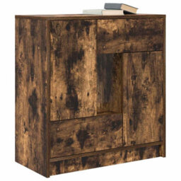 Berkfield Sideboard With Drawers And Doors Smoked Oak 70.5X34X74.5 Cm - thumbnail 4