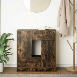 Berkfield Sideboard With Drawers And Doors Smoked Oak 70.5X34X74.5 Cm - thumbnail 3