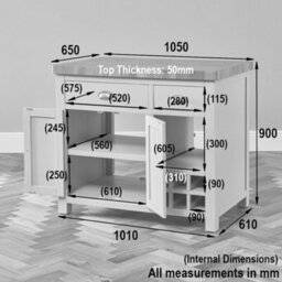 The Furniture Market Cotswold Grey Painted Kitchen Island With Solid Oak Top - thumbnail 9
