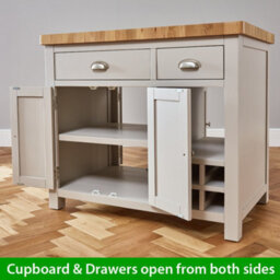 The Furniture Market Cotswold Grey Painted Kitchen Island With Solid Oak Top - thumbnail 6