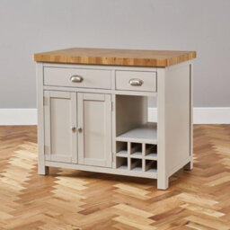 The Furniture Market Cotswold Grey Painted Kitchen Island With Solid Oak Top - thumbnail 3
