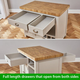 The Furniture Market Cotswold Grey Painted Kitchen Island With Solid Oak Top - thumbnail 5