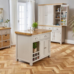 The Furniture Market Cotswold Grey Painted Kitchen Island With Solid Oak Top - thumbnail 2