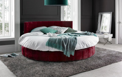 Europa Emerald Burgundy Round Bed And Mattress 6Ft6 200Cm Diameter - image 1