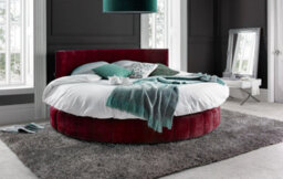 Europa Emerald Burgundy Round Bed And Mattress 6Ft6 200Cm Diameter - thumbnail 1