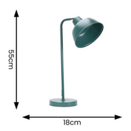 Valuelights Morris Teal Metal Stem Table Lamp With Angled Dome Shade For Living Room Bedroom Office - Led Bulb Included - thumbnail 6