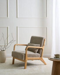 Beliani Armchair Sorsele Corduroy Beige - thumbnail 2