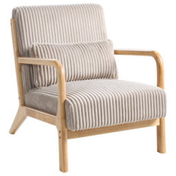 Beliani Armchair Sorsele Corduroy Beige - thumbnail 4