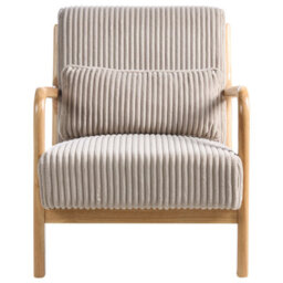 Beliani Armchair Sorsele Corduroy Beige - thumbnail 5