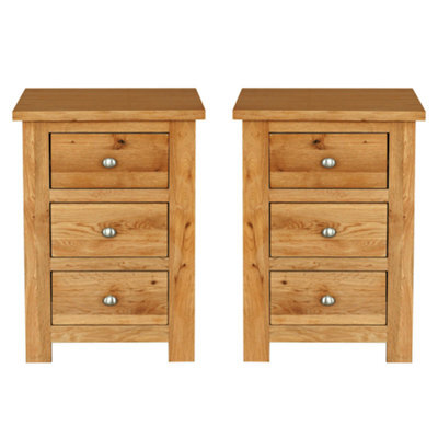 Hallowood Furniture Waverly Oak 3 Drawer Bedside Table (Pair) - image 1