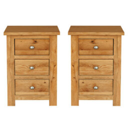 Hallowood Furniture Waverly Oak 3 Drawer Bedside Table (Pair) - thumbnail 1