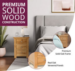 Hallowood Furniture Waverly Oak 3 Drawer Bedside Table (Pair) - thumbnail 4