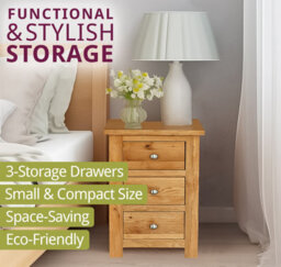 Hallowood Furniture Waverly Oak 3 Drawer Bedside Table (Pair) - thumbnail 5