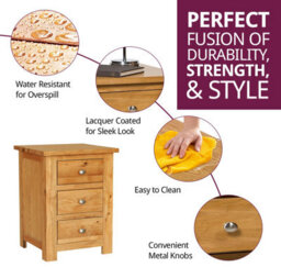 Hallowood Furniture Waverly Oak 3 Drawer Bedside Table (Pair) - thumbnail 2