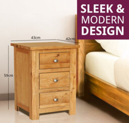 Hallowood Furniture Waverly Oak 3 Drawer Bedside Table (Pair) - thumbnail 3