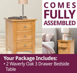 Hallowood Furniture Waverly Oak 3 Drawer Bedside Table (Pair) - thumbnail 7