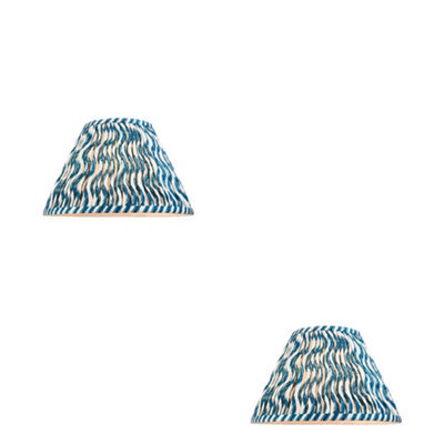 Loops Set Of 2 Elegant Handcrafted 30Cm Marlin Blue Tapered Lamp Shades With Pleated Design - image 1