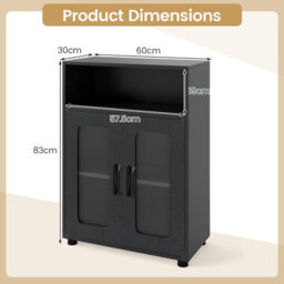 Costway Bathroom Cabinet Freestanding Linen Floor Cabinet With 2 Doors-Black - thumbnail 3