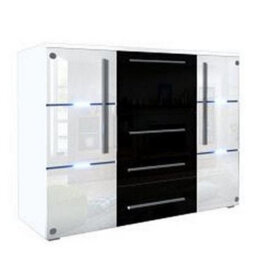 Bari Chest Of Drawers Modern Storage White Cabinet With Spacious Black Drawers Durable Laminated Board Contemporary Design Led - thumbnail 2