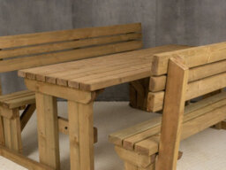Arbor Garden Solutions Alders Wooden Picnic Bench And Table Set, Outdoor Dining Set With Backrest (8Ft, Rustic Brown) - thumbnail 5